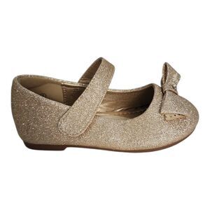 PANDANINJIA Gold Glitter Princess Shoes  "Felicia" Sz 8 Ballerina Holiday Party